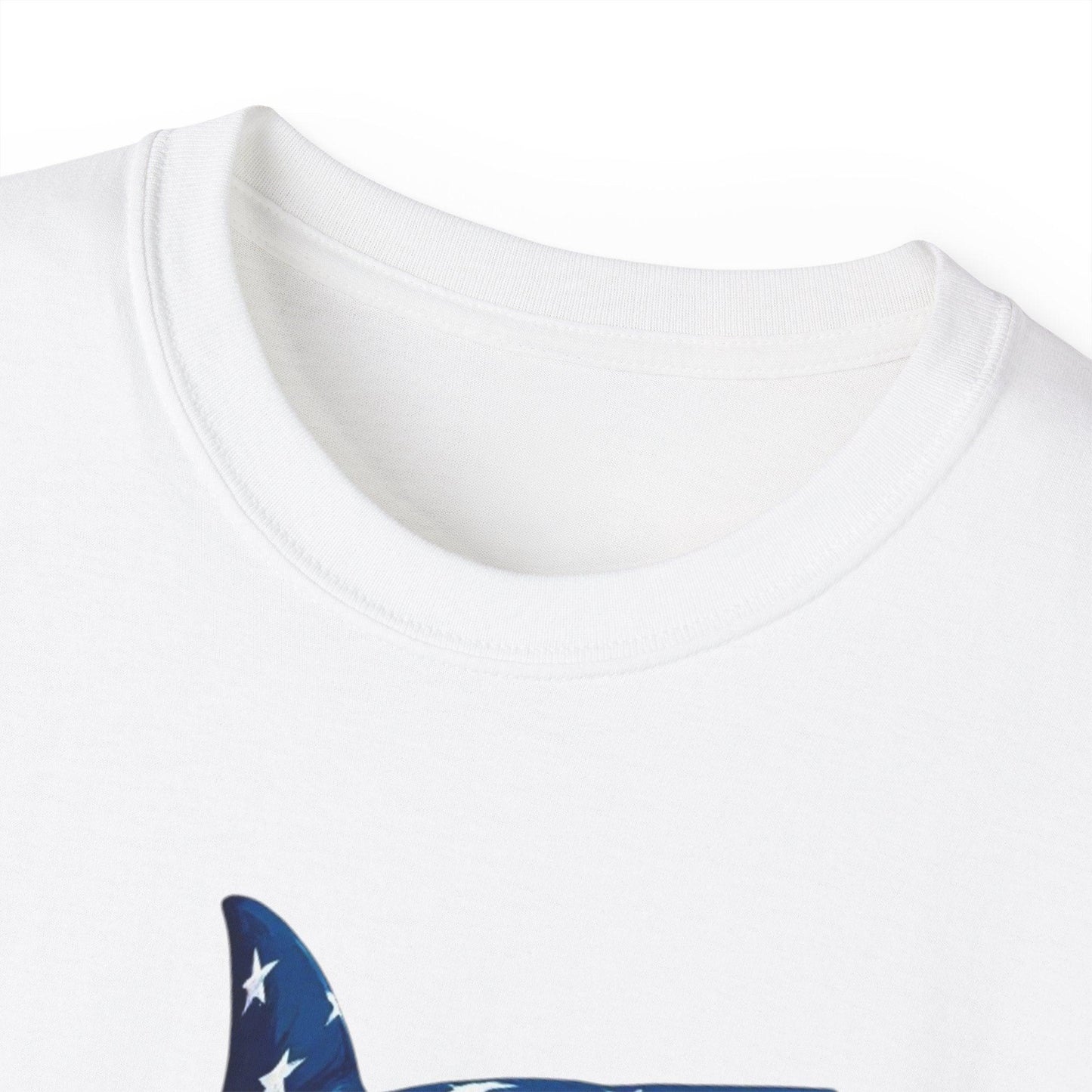 Patriotic Shark Unisex Ultra Cotton Tee | American Flag Design - Even Keel LLC