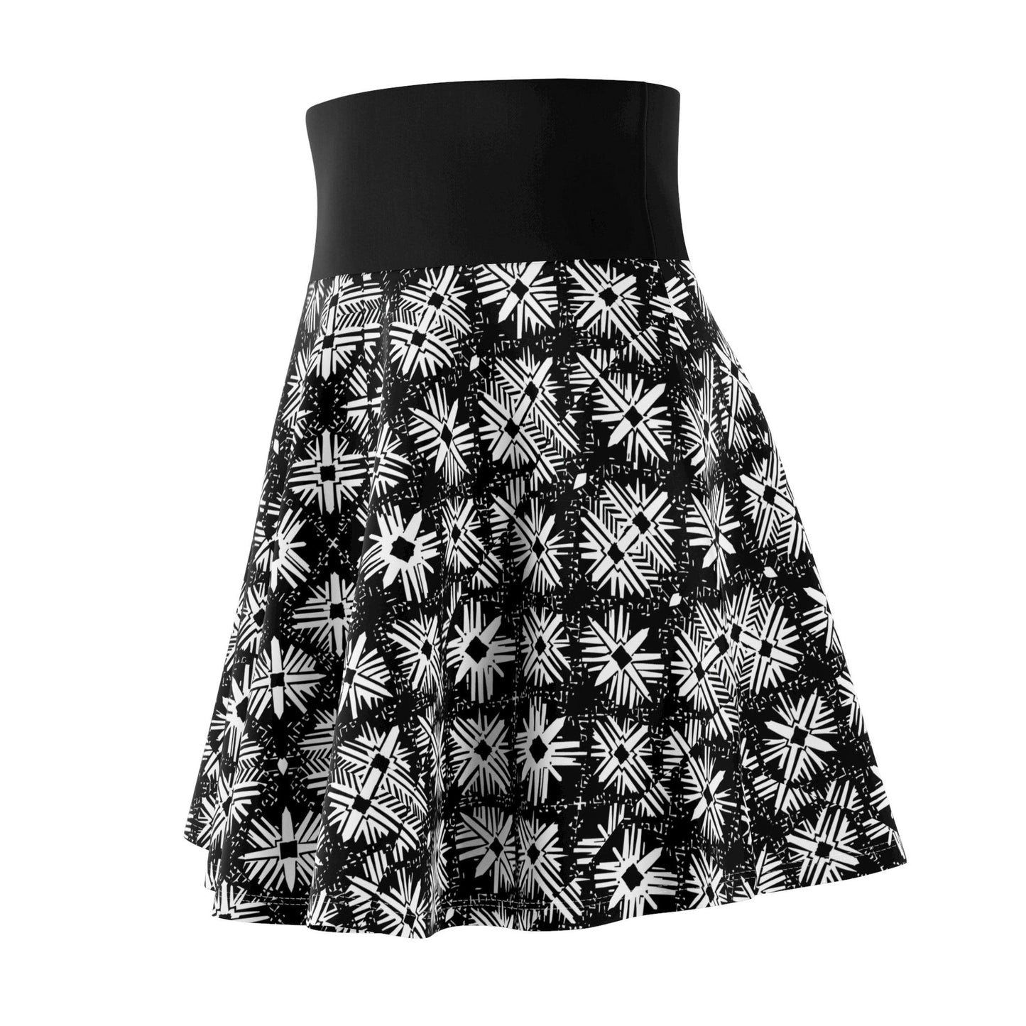 Stylish Women's Skater Skirt with Black and White Floral Print - Even Keel LLC