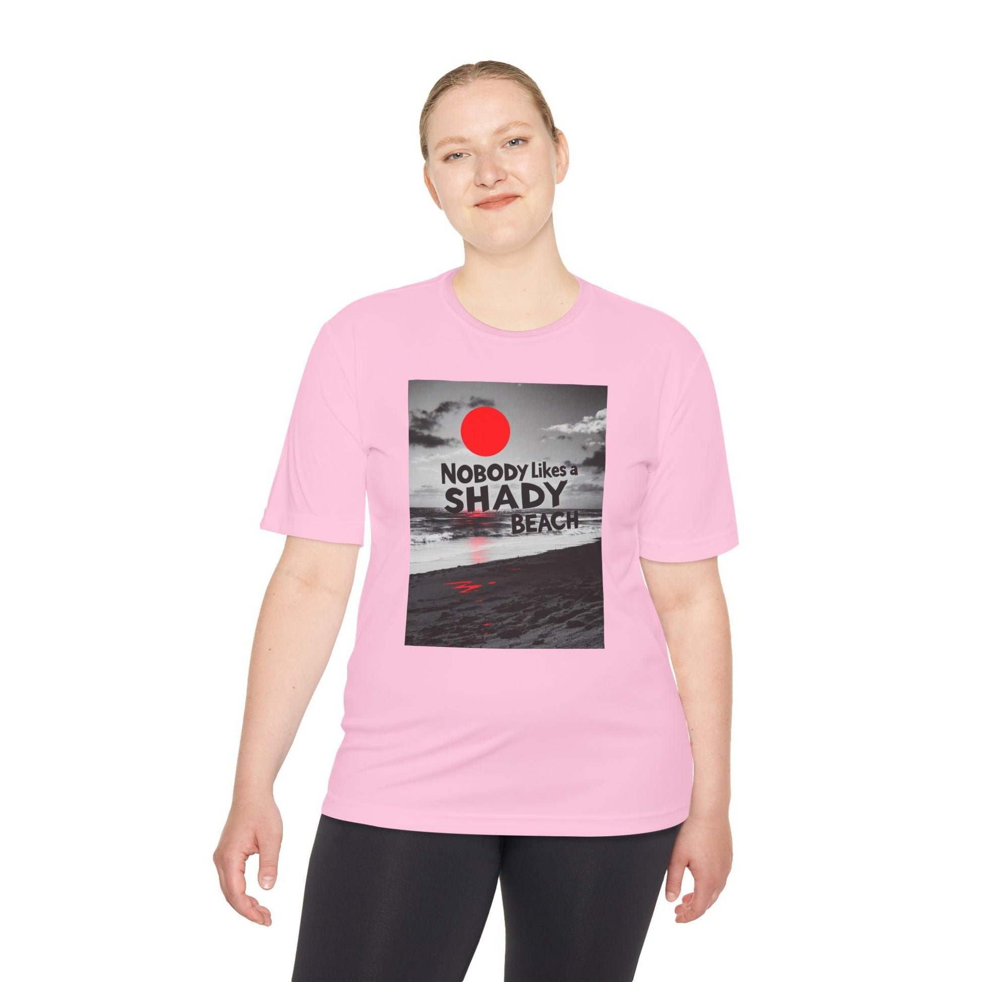 Unisex Moisture Wicking Tee - Nobody Likes a Shady Beach - Even Keel LLC