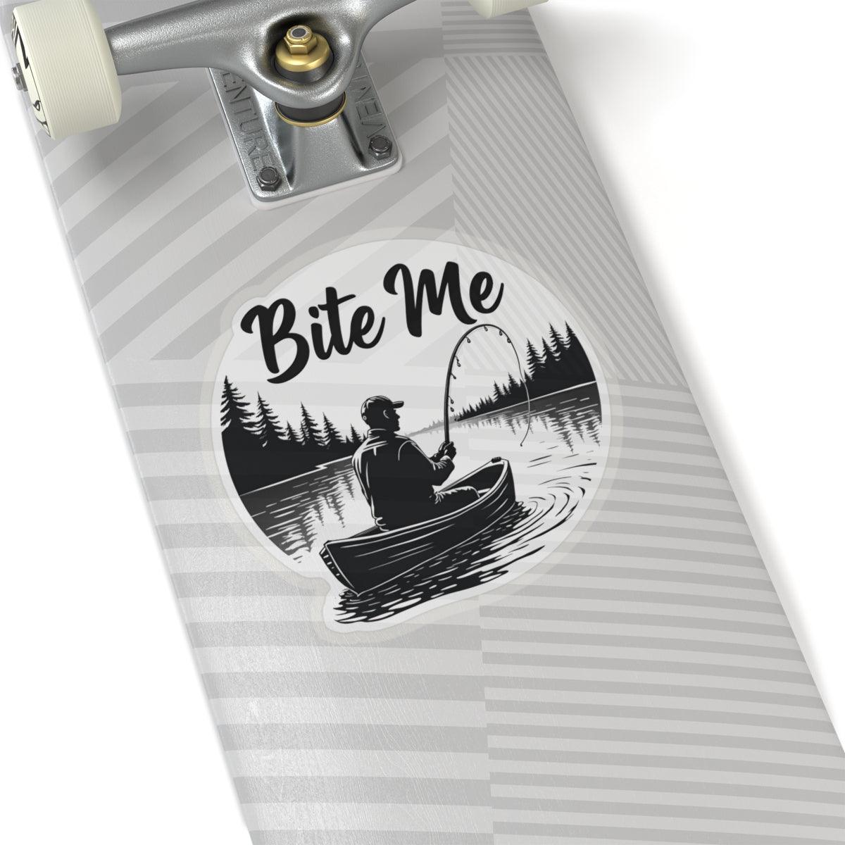 Bite Me Fishing in Canoe Sticker for Outdoor Lovers - Even Keel LLC