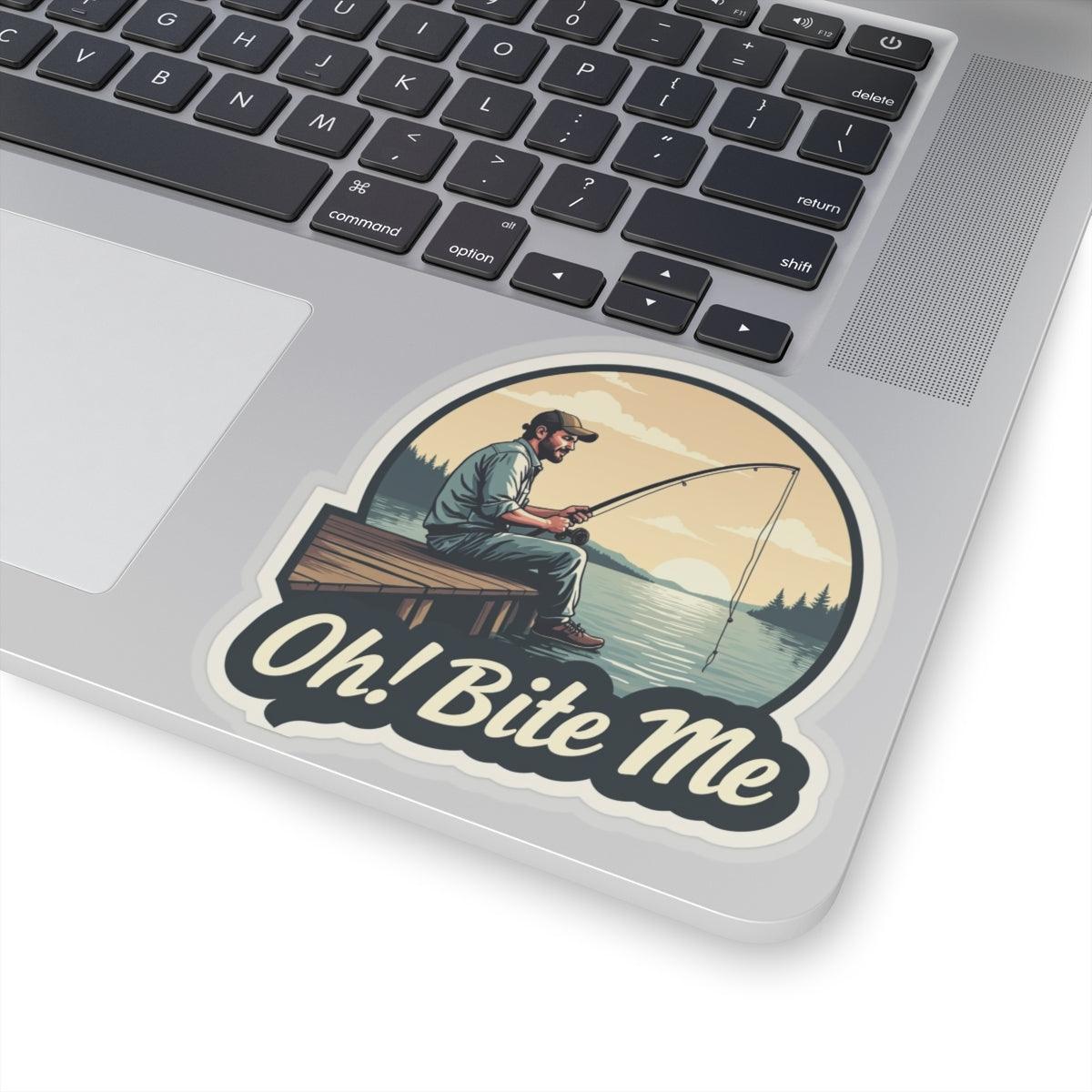 Bite Me, Fish On! Sticker for Fun Outdoor Decor Item - Even Keel LLC