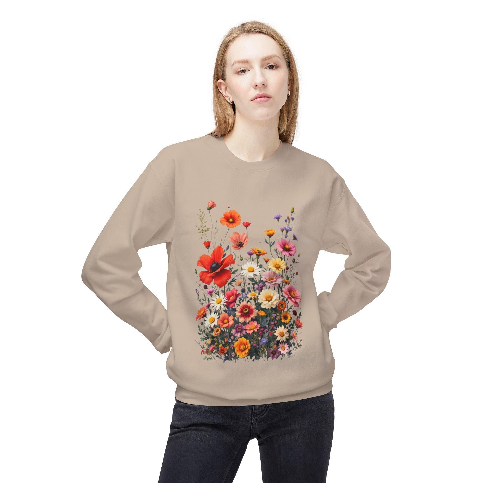 Women's Floral Sweatshirt - Softstyle Fleece Crewneck Style - Even Keel LLC