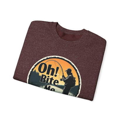 Oh Bite Me Fishing Crewneck Sweatshirt for Comfort and Style - Even Keel LLC