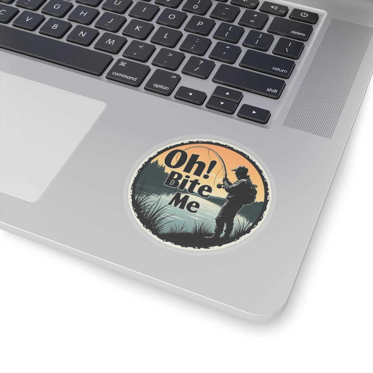 Oh Bite Me Fishing Sticker - Durable Vinyl Decal 4 Sizes - Even Keel LLC