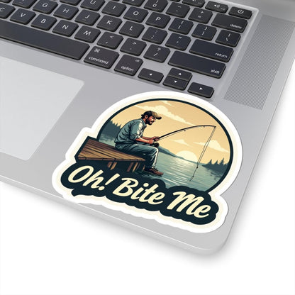 Bite Me, Fish On! Sticker for Fun Outdoor Decor Item - Even Keel LLC