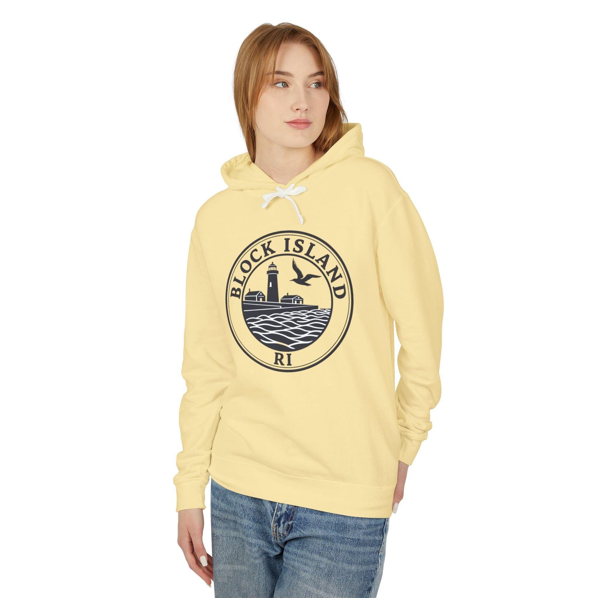 Block Island, RI Lighthouse Hooded Sweatshirt for Comfort - Even Keel LLC