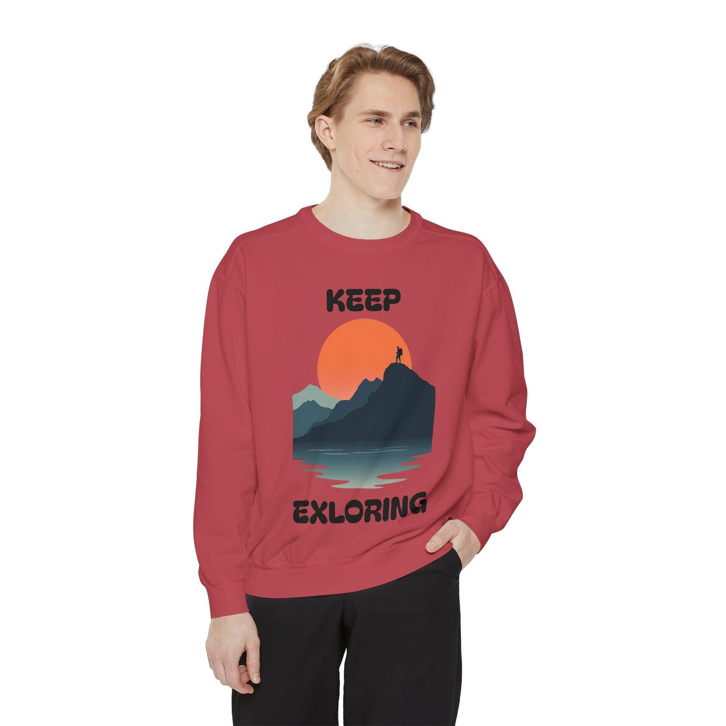 Garment-Dyed Sweatshirt - Keep Exploring Unisex Adventure.