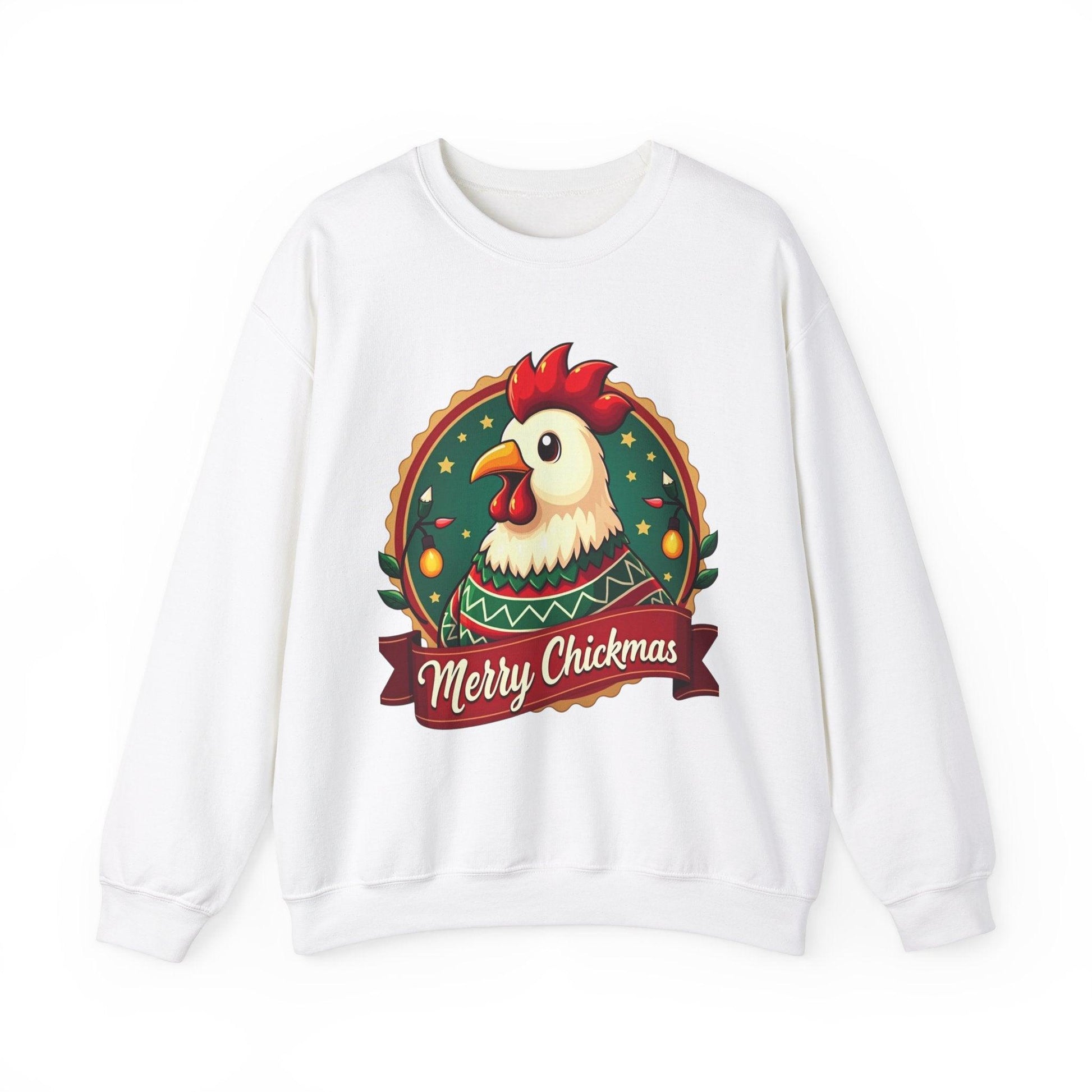 Merry Chickmas Crewneck Sweatshirt - Ugly Christmas Sweater.