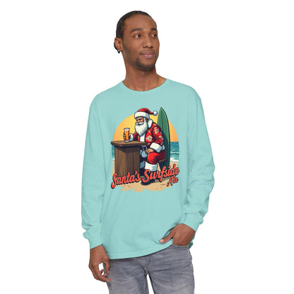 Surfside Santa Long Sleeve T-Shirt for Festive Comfort - Even Keel LLC