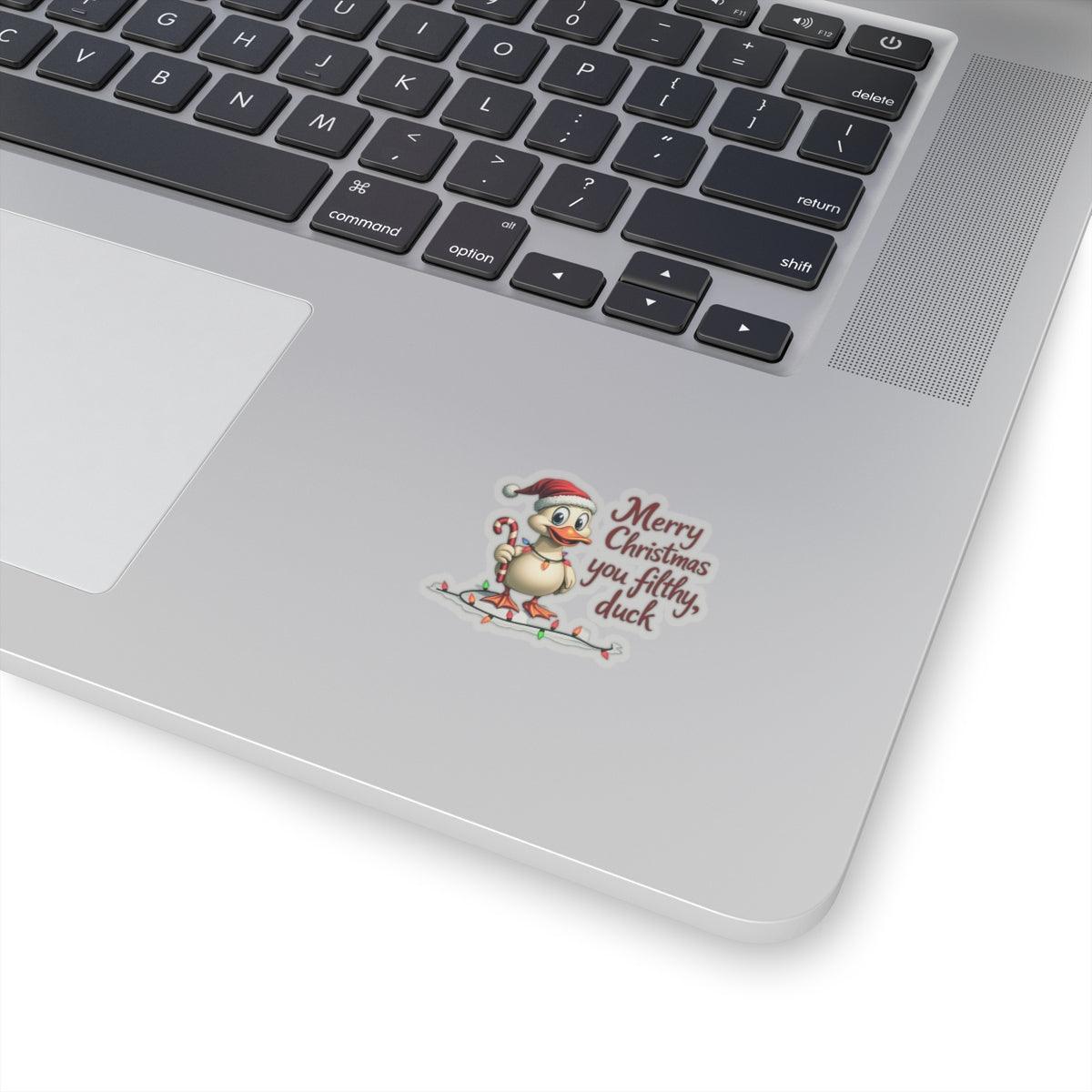 Christmas Duck Kiss-Cut Sticker for Quirky Holiday Fun - Even Keel LLC