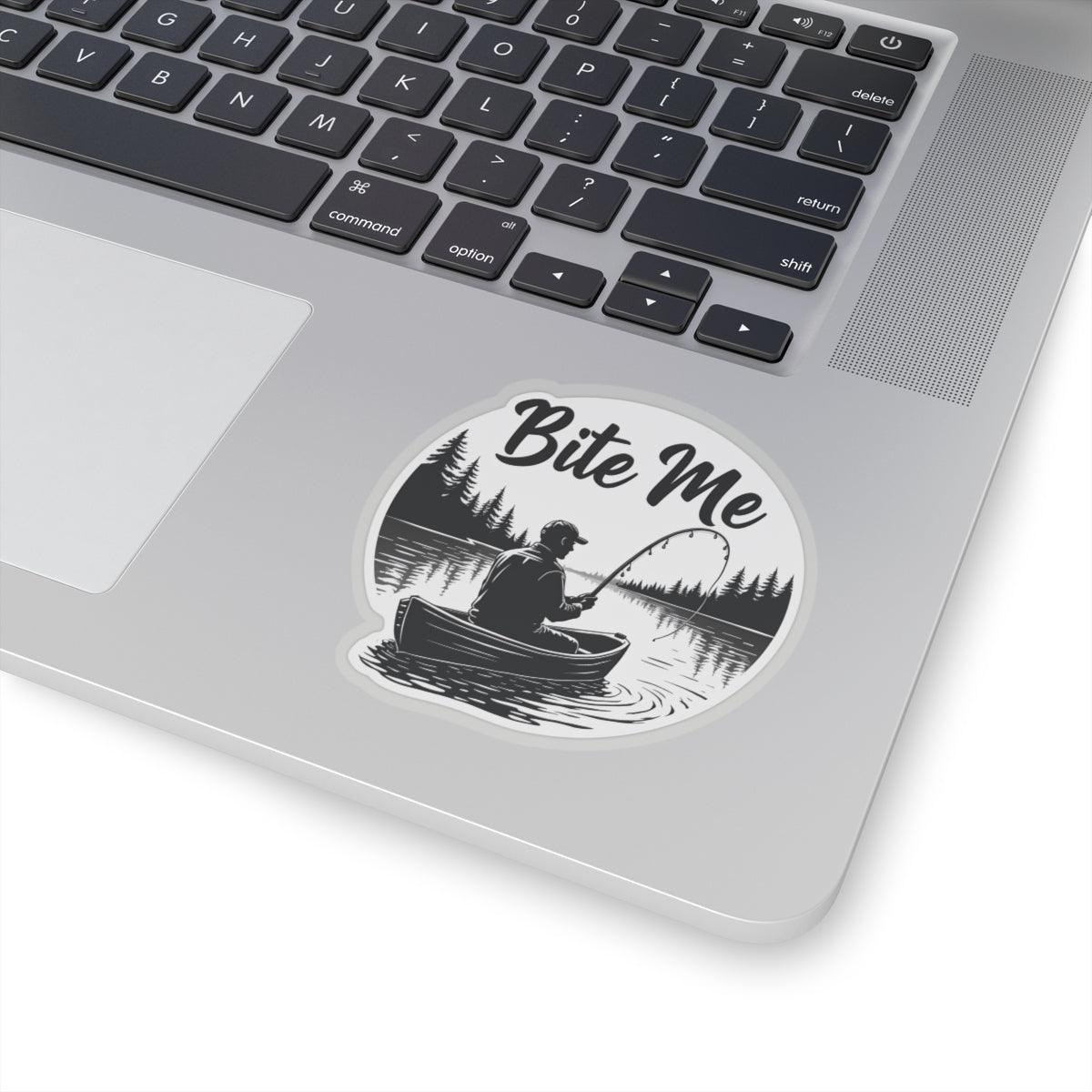 Bite Me Fishing in Canoe Sticker for Outdoor Lovers - Even Keel LLC