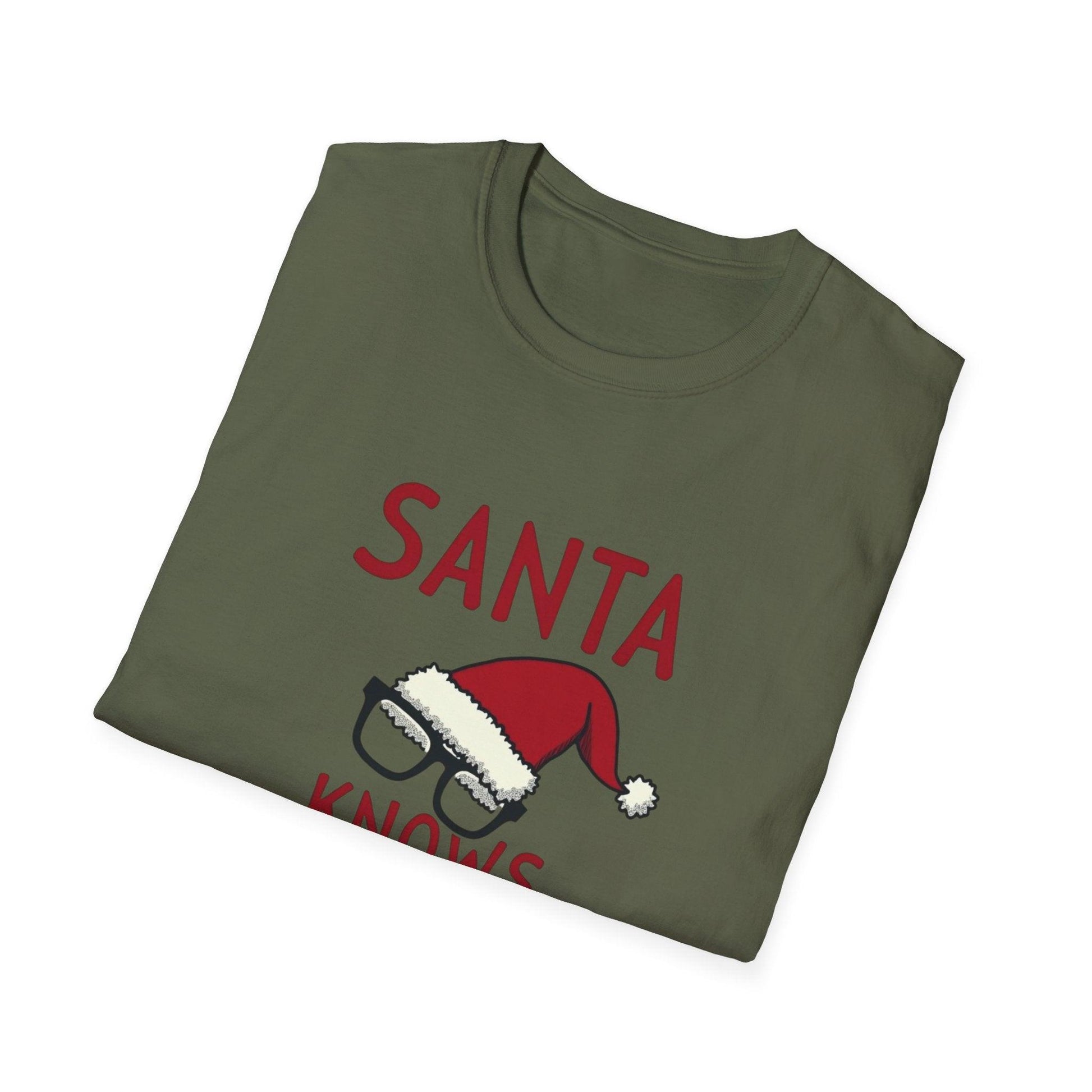 Santa Knows What You Did Unisex Softstyle T-Shirt Gift.