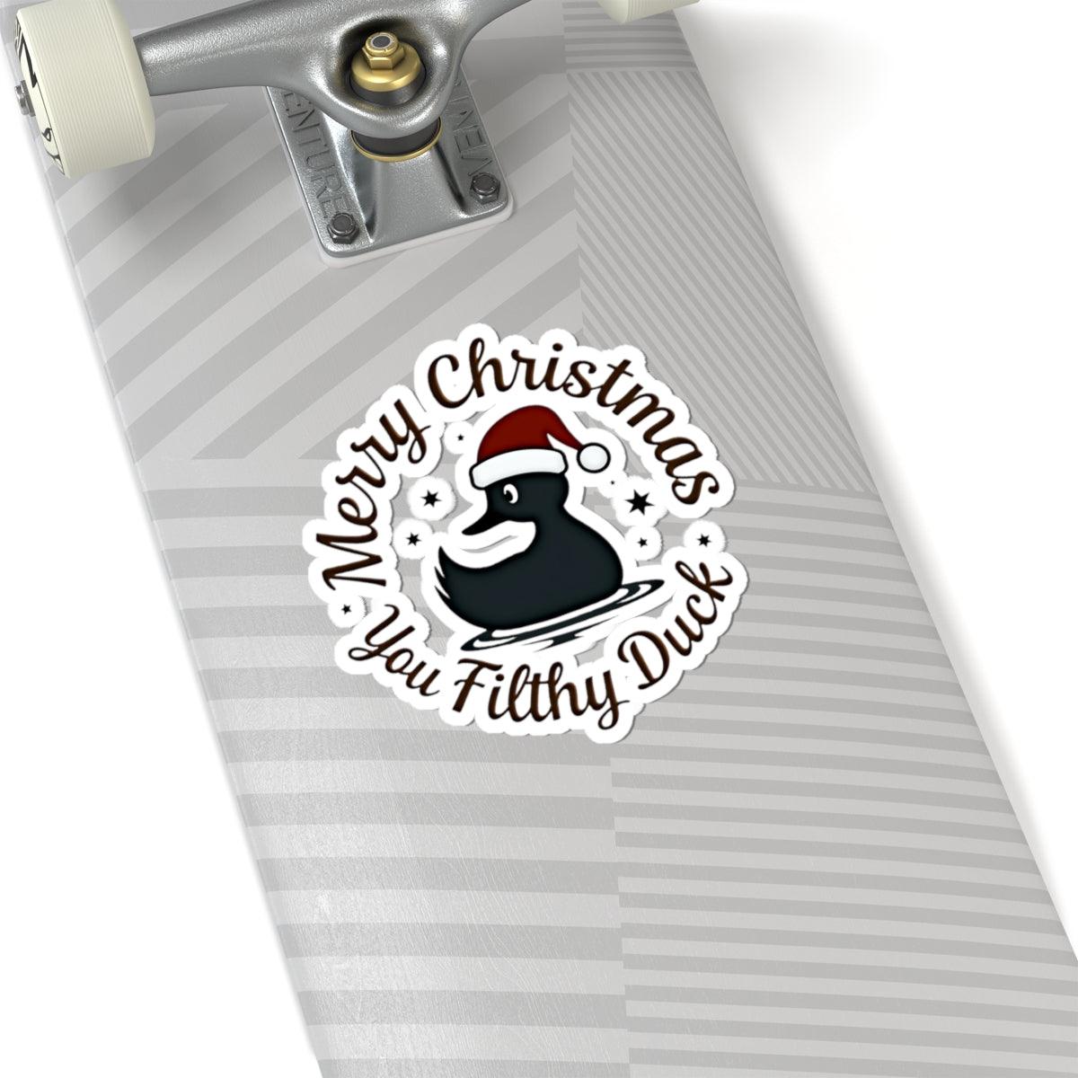 Merry Christmas Ya Filthy Duck Sticker for Fun Decor - Even Keel LLC