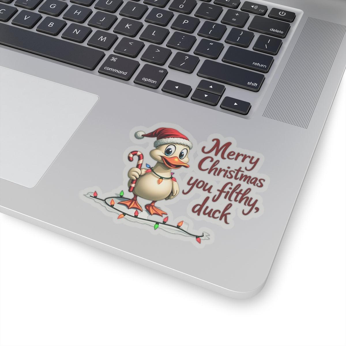 Christmas Duck Kiss-Cut Sticker for Quirky Holiday Fun - Even Keel LLC