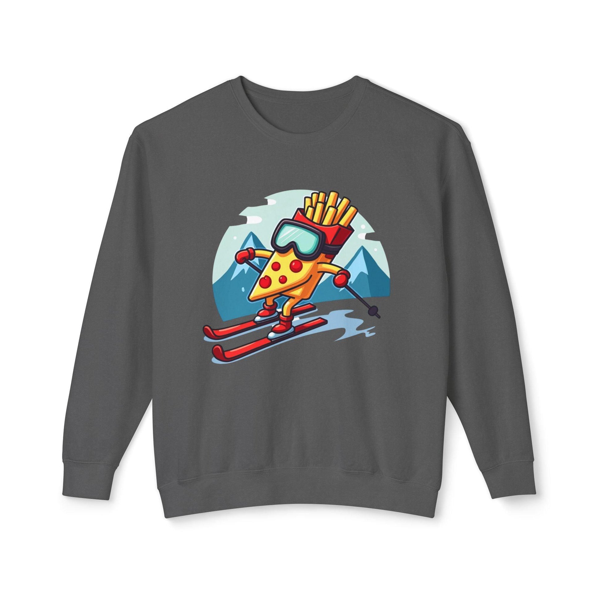 Crewneck Sweatshirt - Pizza Or French Fry Skiing Design - Even Keel LLC