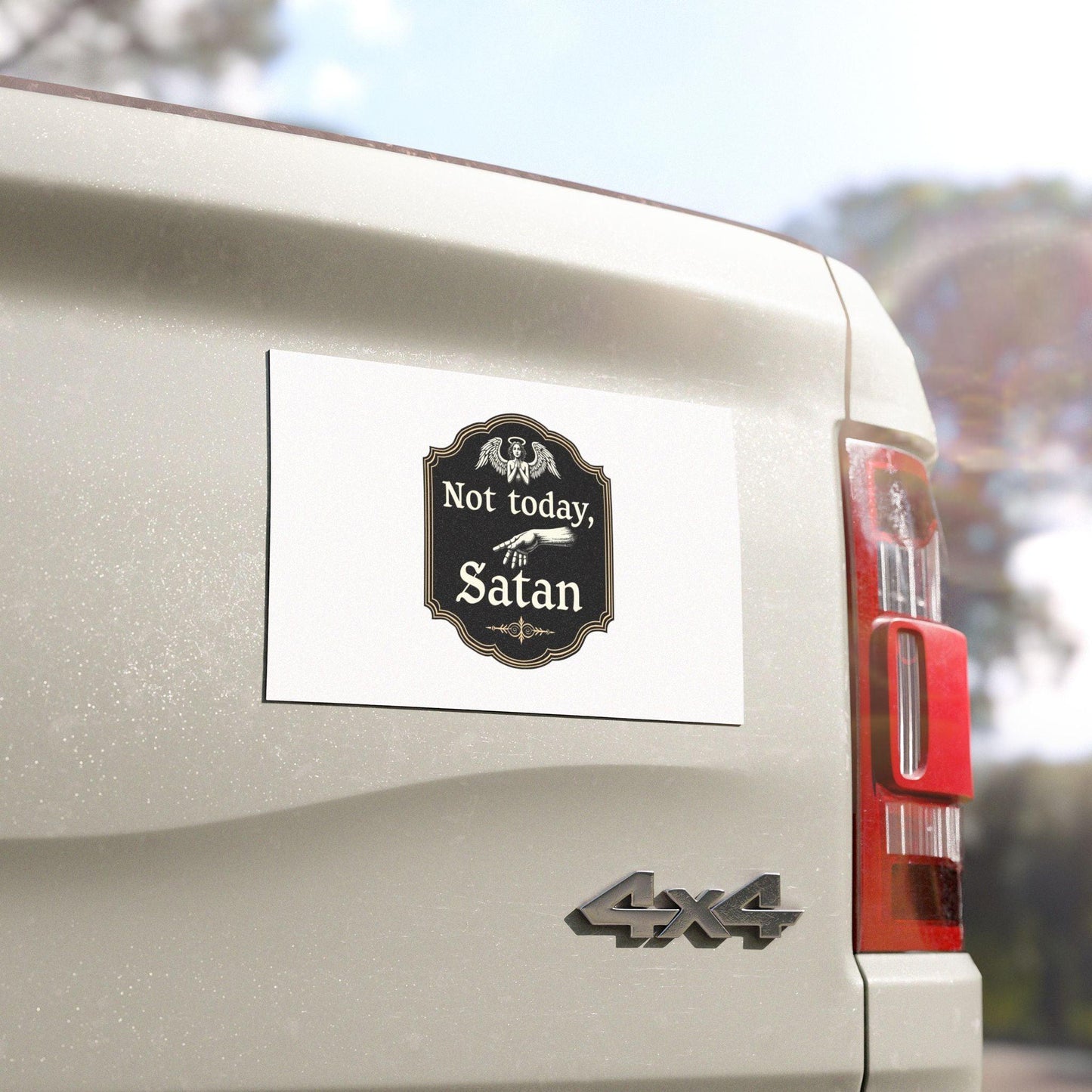 Not Today Satan Car Magnets for Personal Style and Fun - Even Keel LLC