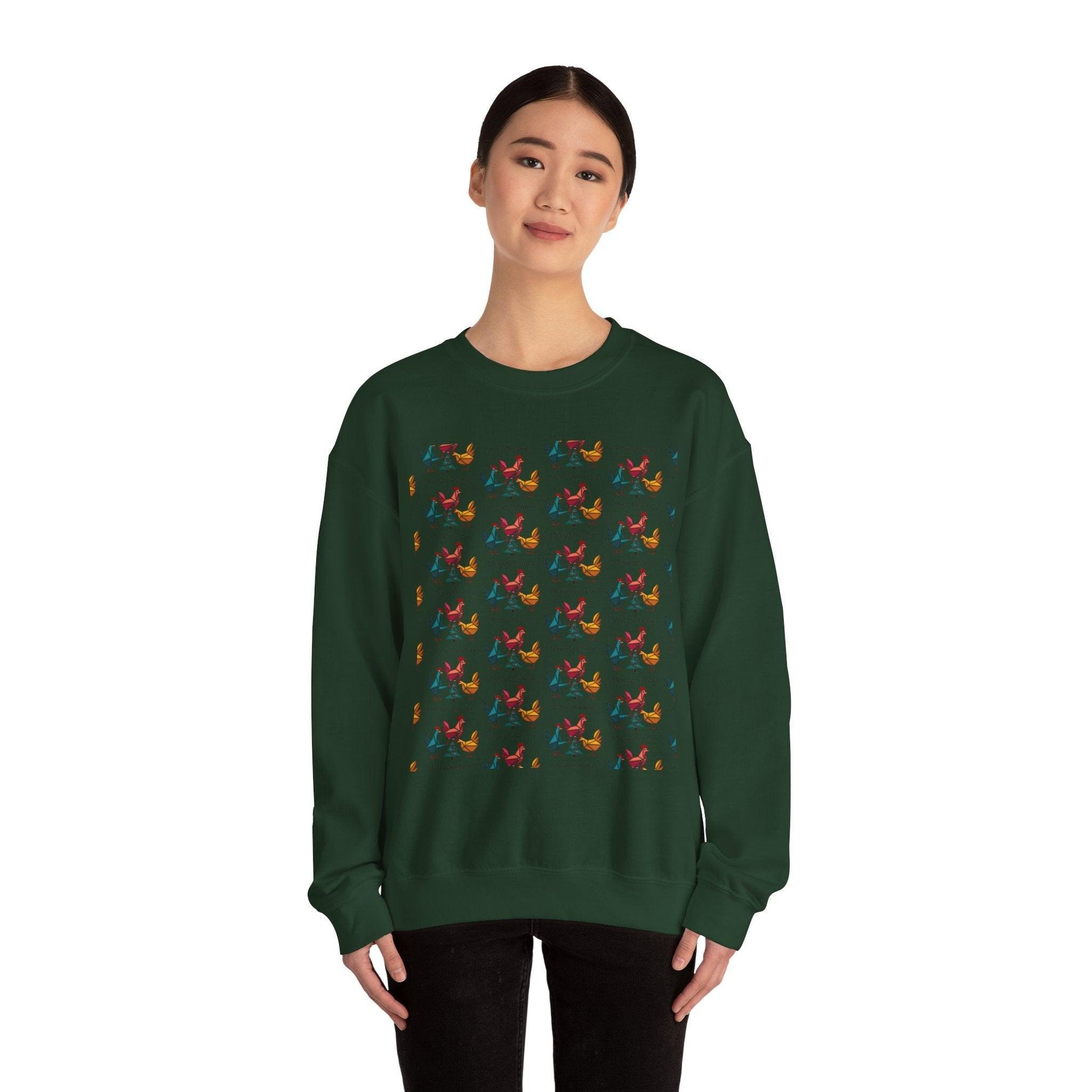 Ugly Christmas Chicken Crewneck Sweatshirt for Comfort - Even Keel LLC