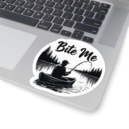 Bite Me Fishing in Canoe Sticker for Outdoor Lovers - Even Keel LLC