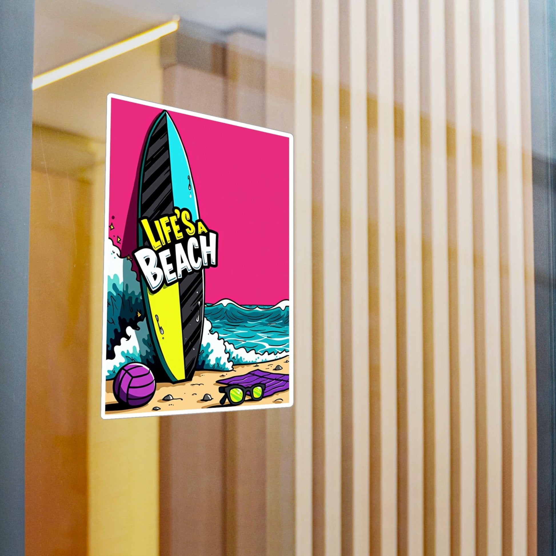 Retro Beach Kiss-Cut Decal for Laptops and Water Bottles - Even Keel LLC