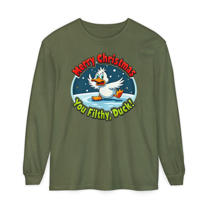 Christmas Filthy Duck Long Sleeve T-Shirt For Holiday Fun - Even Keel LLC