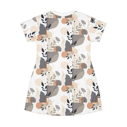 Floral Serenity T-Shirt Dress for Casual Elegance Style