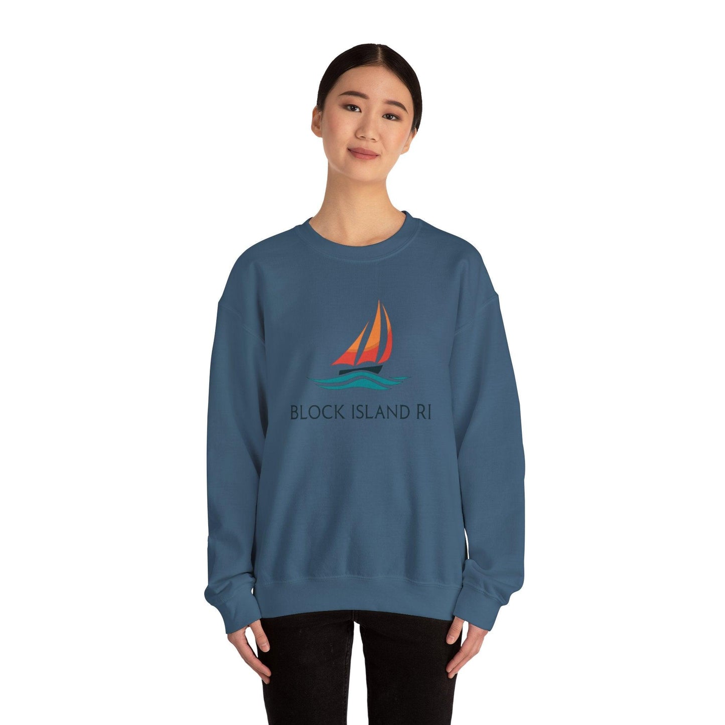 Unisex Crewneck Sweatshirt Block Island Sailboat Design - Even Keel LLC