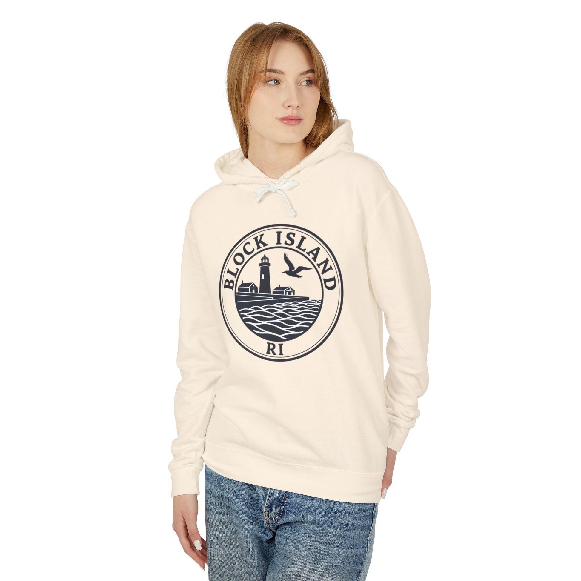 Block Island, RI Lighthouse Hooded Sweatshirt for Comfort - Even Keel LLC