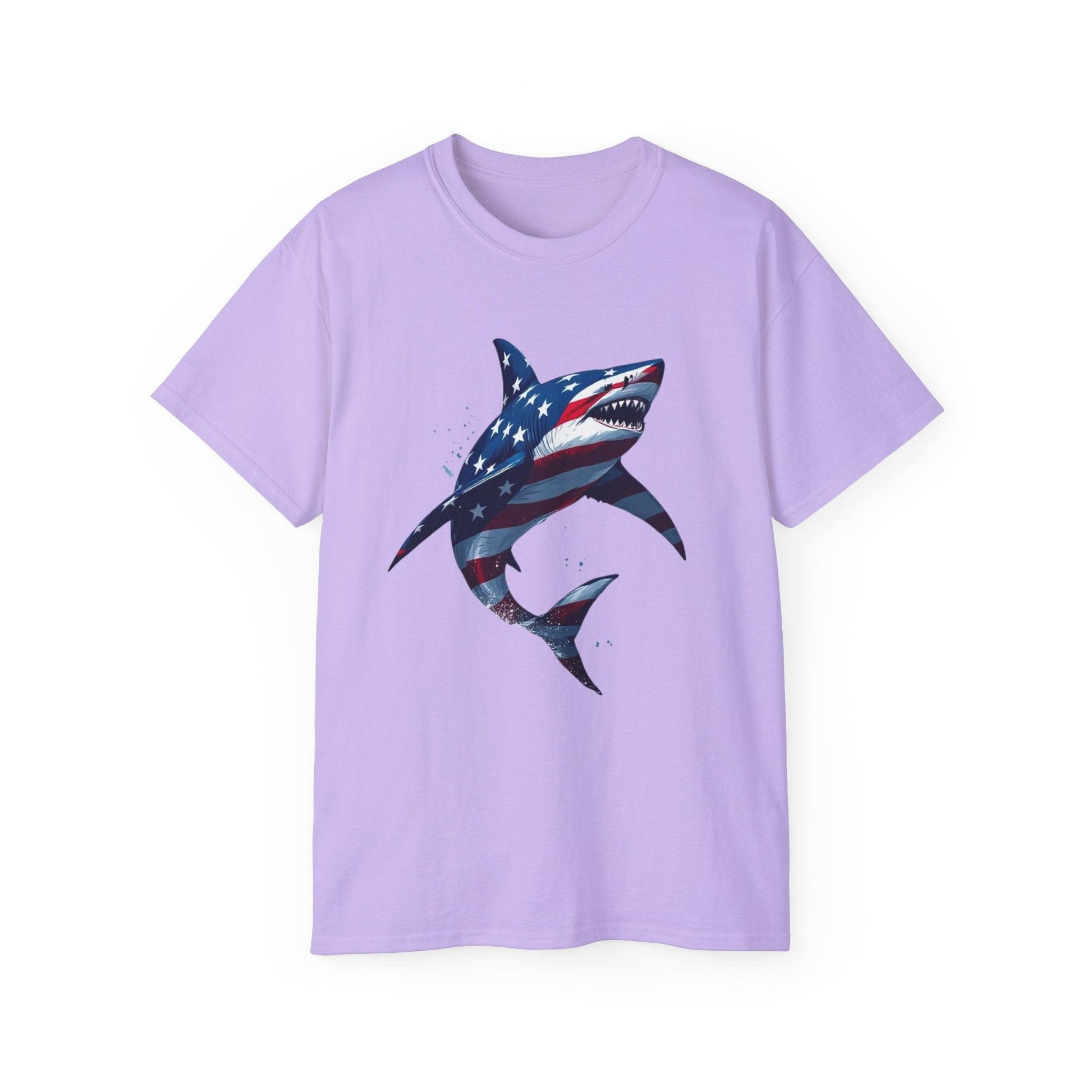 Patriotic Shark Unisex Ultra Cotton Tee | American Flag Design - Even Keel LLC