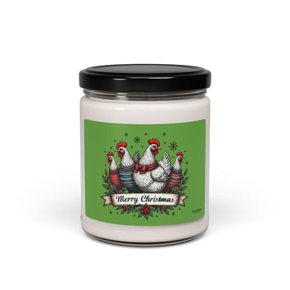 Candle - Merry Christmas Chicken Design 9oz Scented Soy Candle - Even Keel LLC