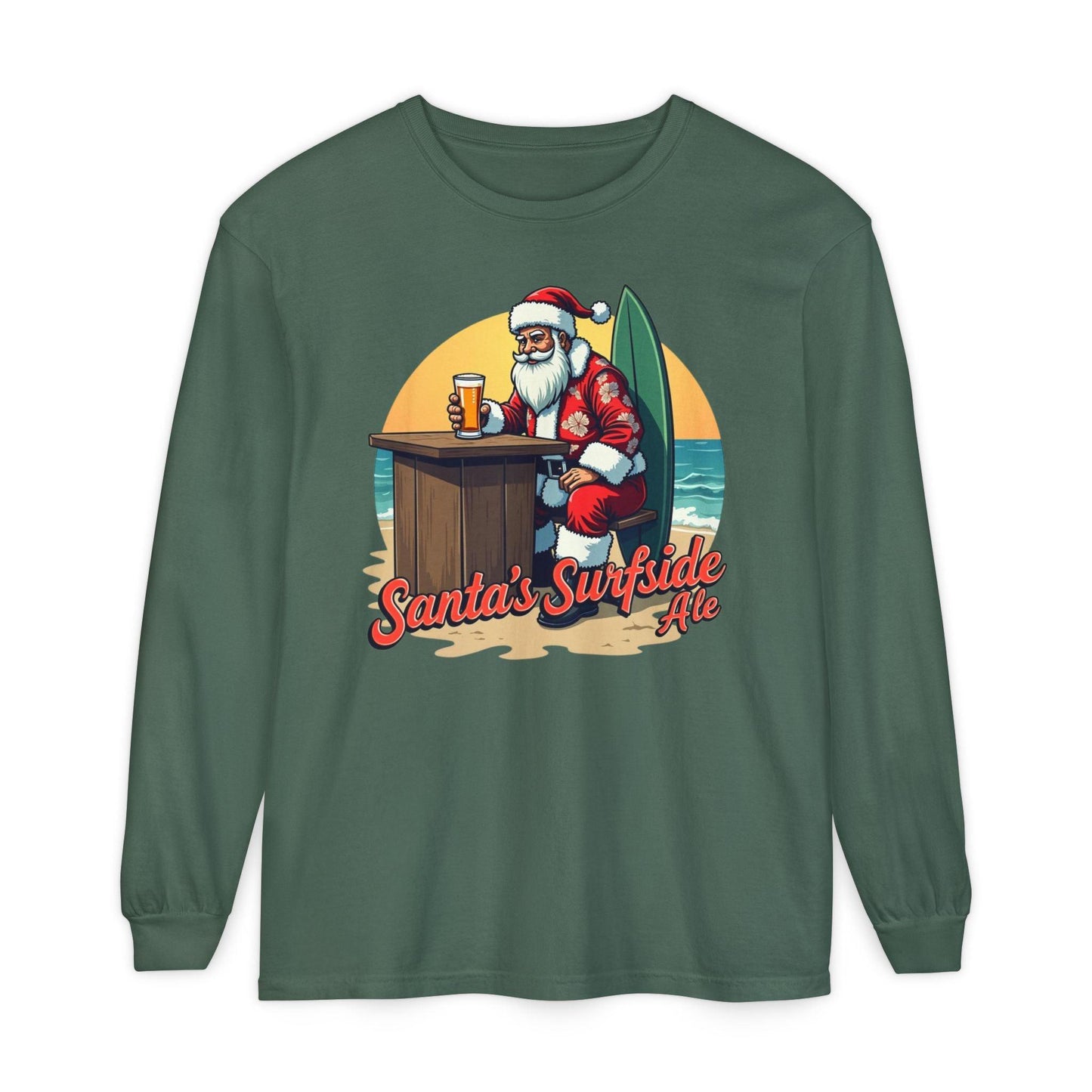 Surfside Santa Long Sleeve T-Shirt for Festive Comfort - Even Keel LLC