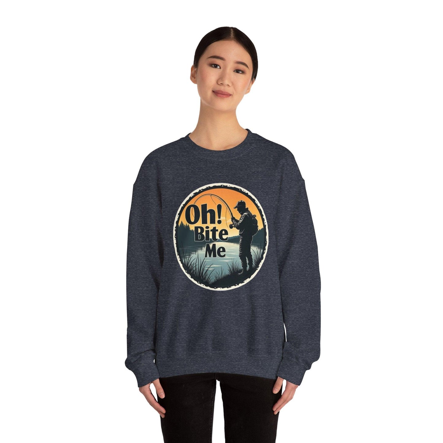 Oh Bite Me Fishing Crewneck Sweatshirt for Comfort and Style - Even Keel LLC