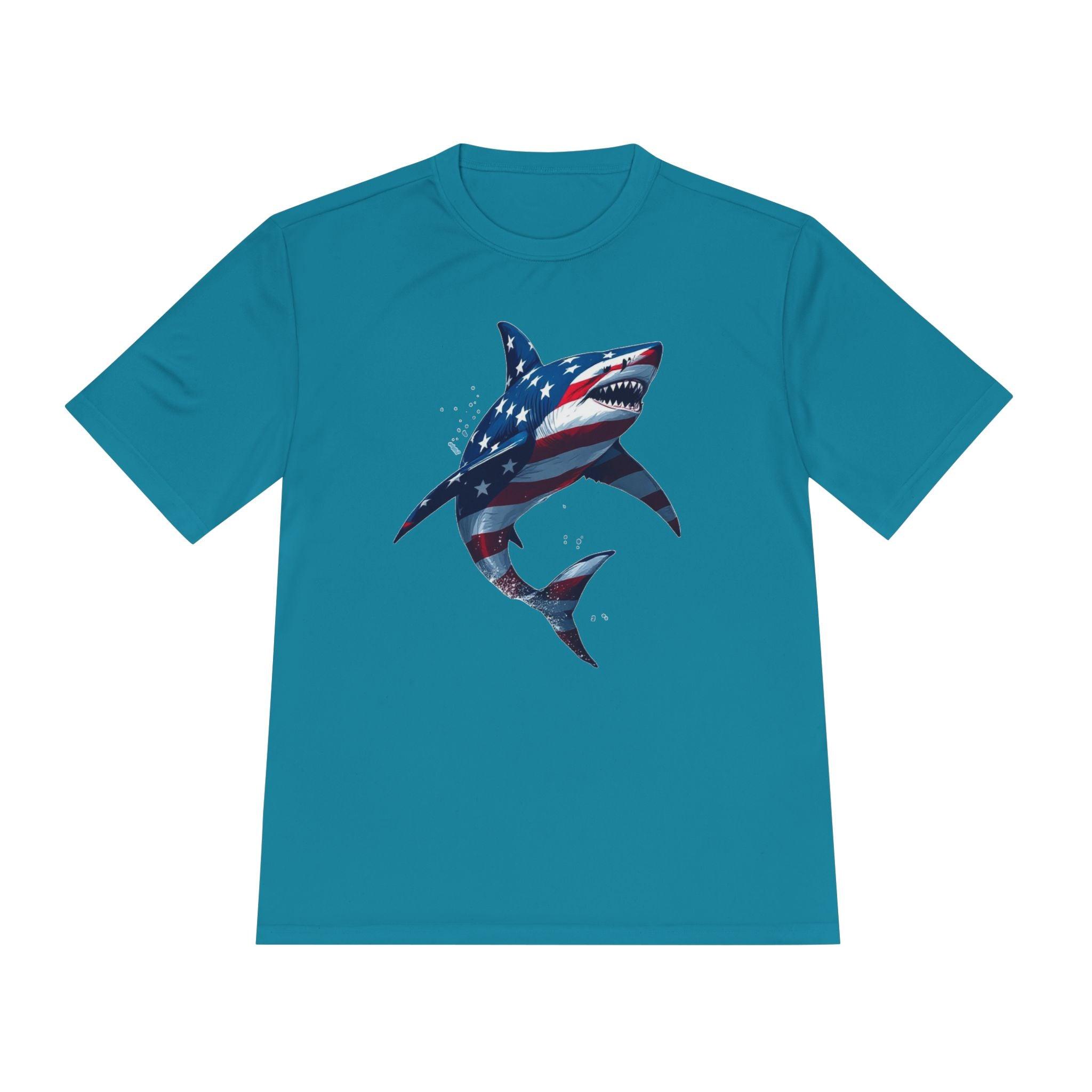 Patriotic Shark Unisex Moisture Wicking Tee - Even Keel LLC