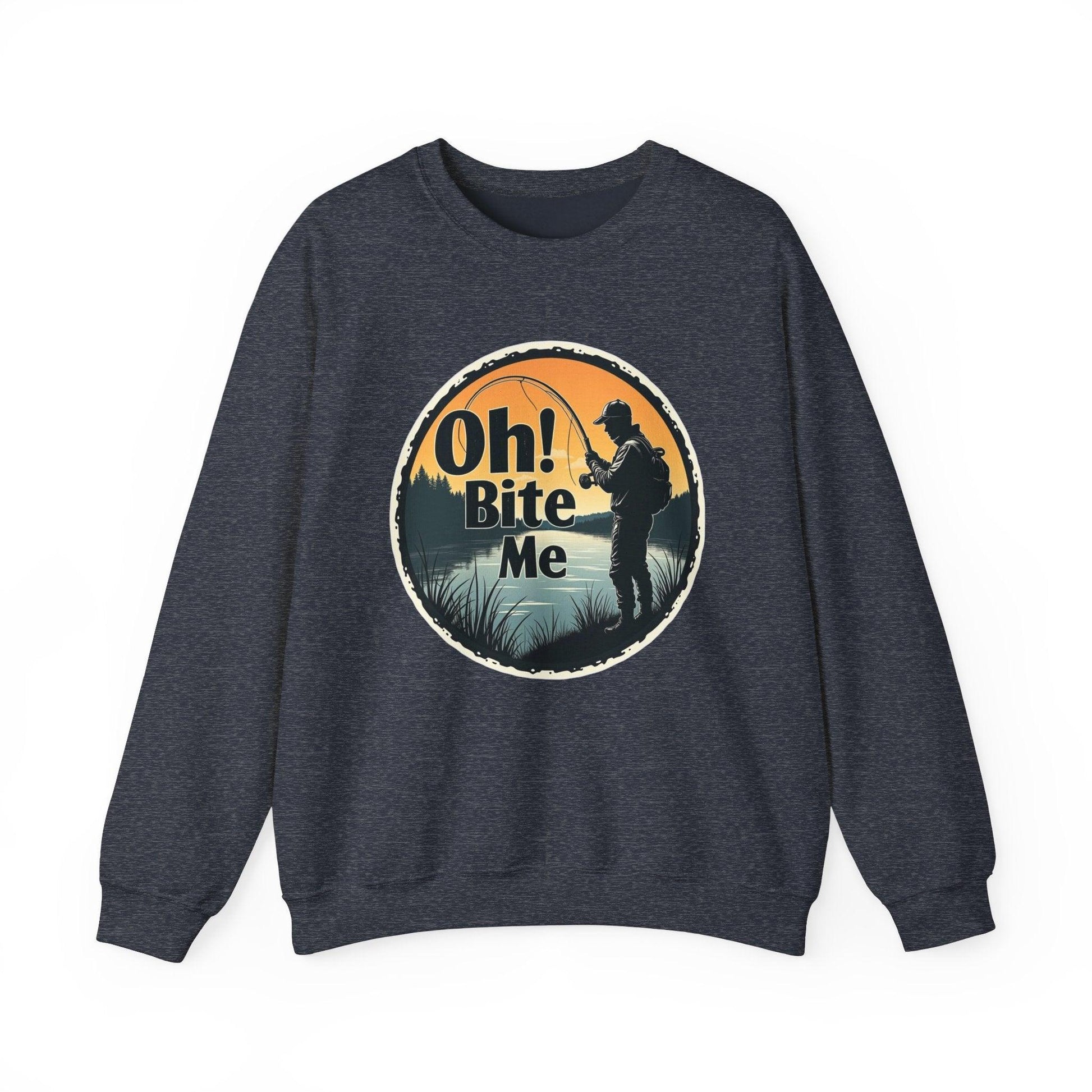 Oh Bite Me Fishing Crewneck Sweatshirt for Comfort and Style - Even Keel LLC