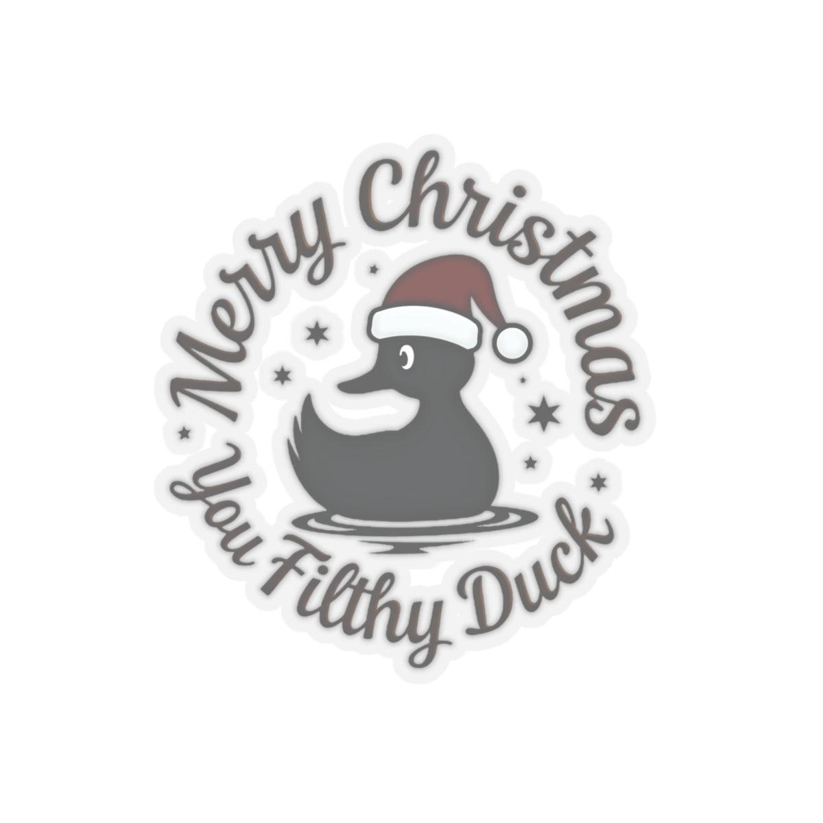 Merry Christmas Ya Filthy Duck Sticker for Fun Decor - Even Keel LLC