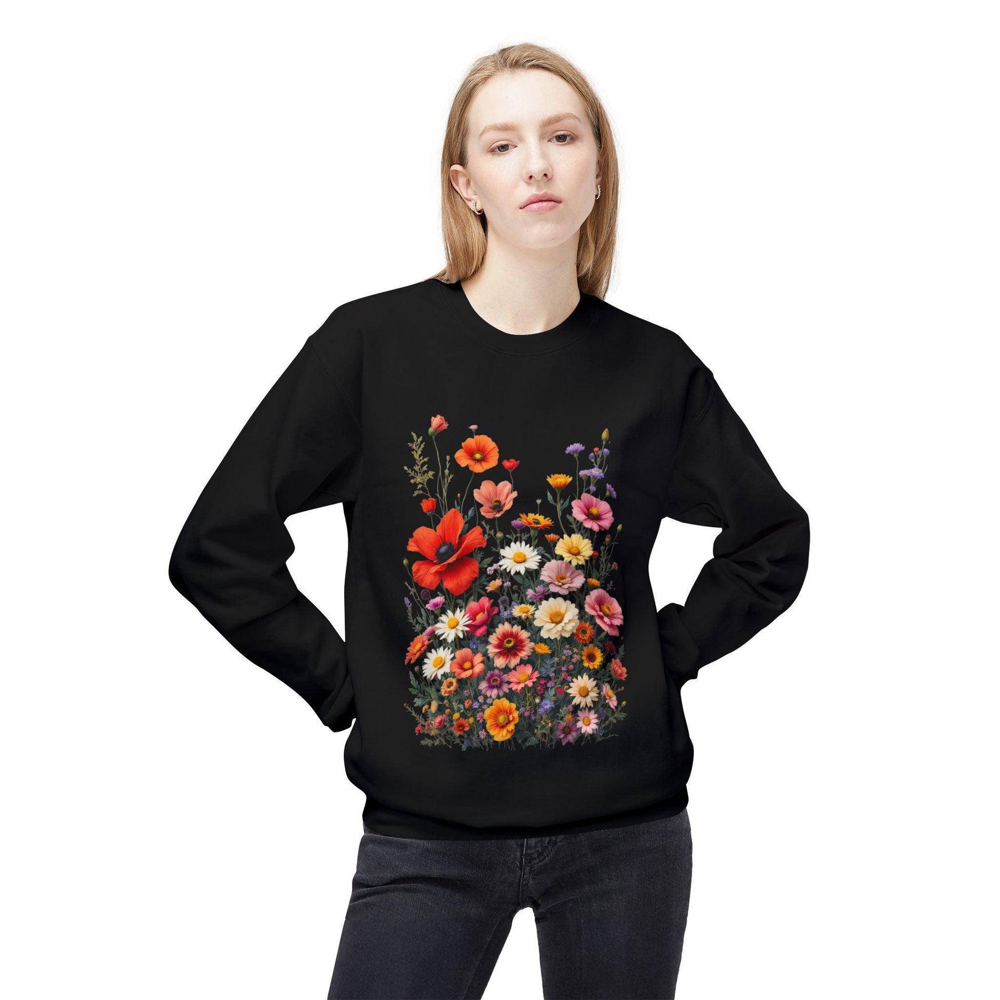 Women's Floral Sweatshirt - Softstyle Fleece Crewneck Style - Even Keel LLC