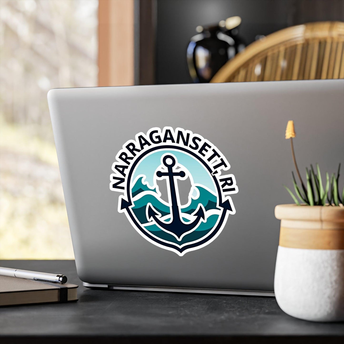 Narragansett Anchor Vinyl Decal for Nautical Decor Art - Even Keel LLC