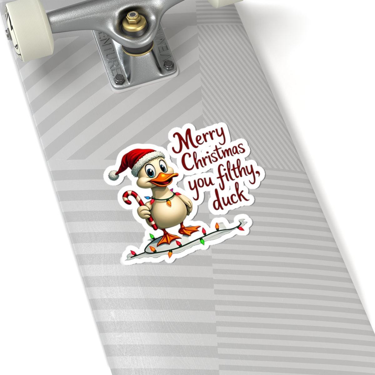 Christmas Duck Kiss-Cut Sticker for Quirky Holiday Fun - Even Keel LLC