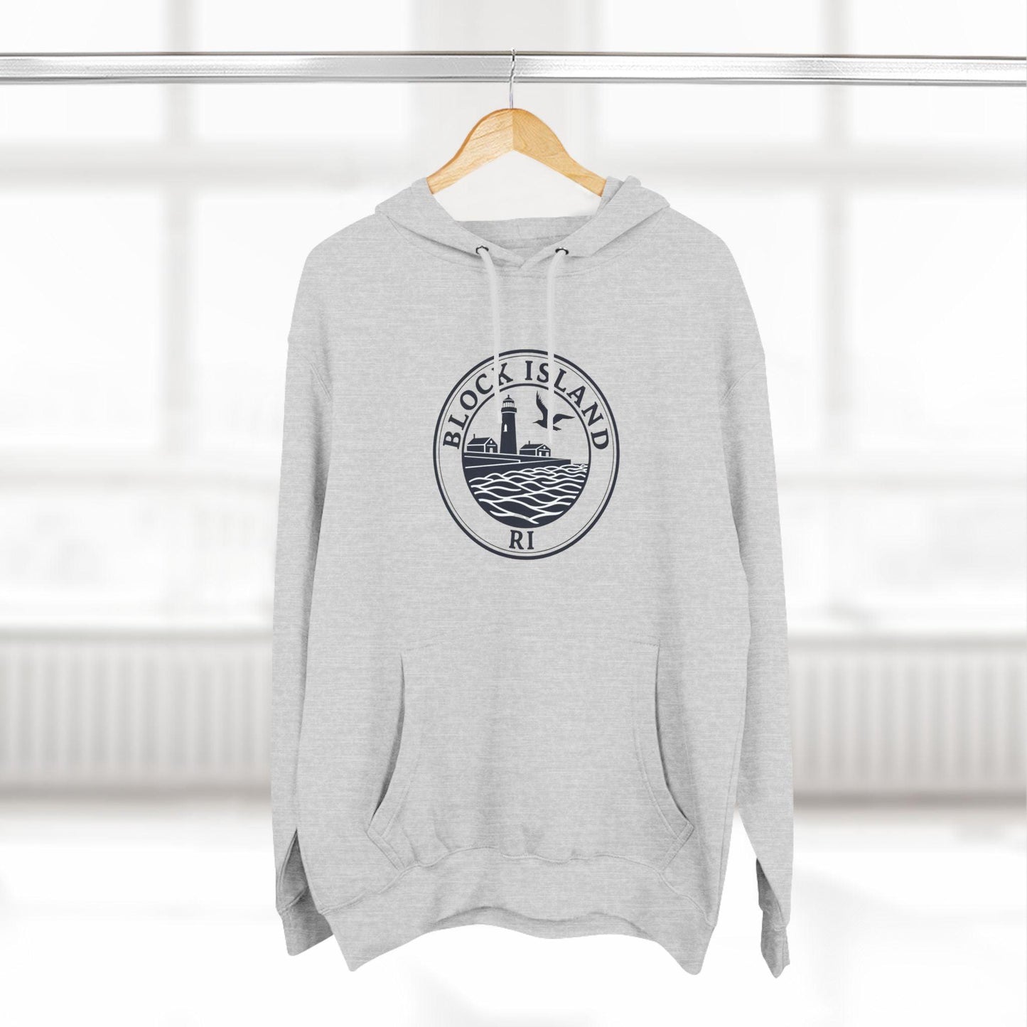 Fleece Hoodie - Block Island Rhode Island North Light Unisex - Even Keel LLC