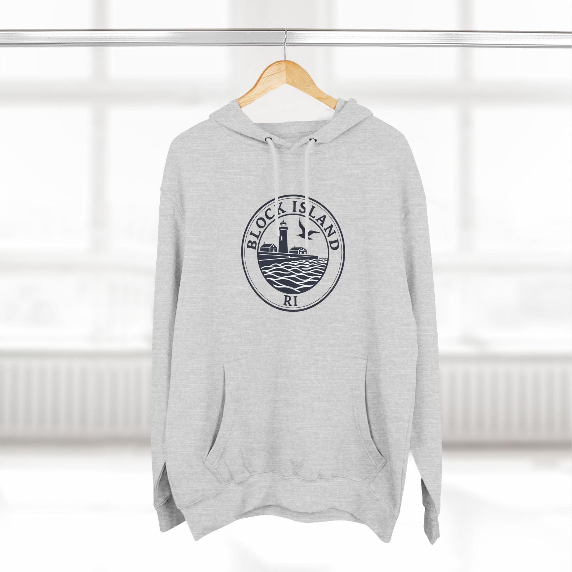 Fleece Hoodie - Block Island Rhode Island North Light Unisex - Even Keel LLC