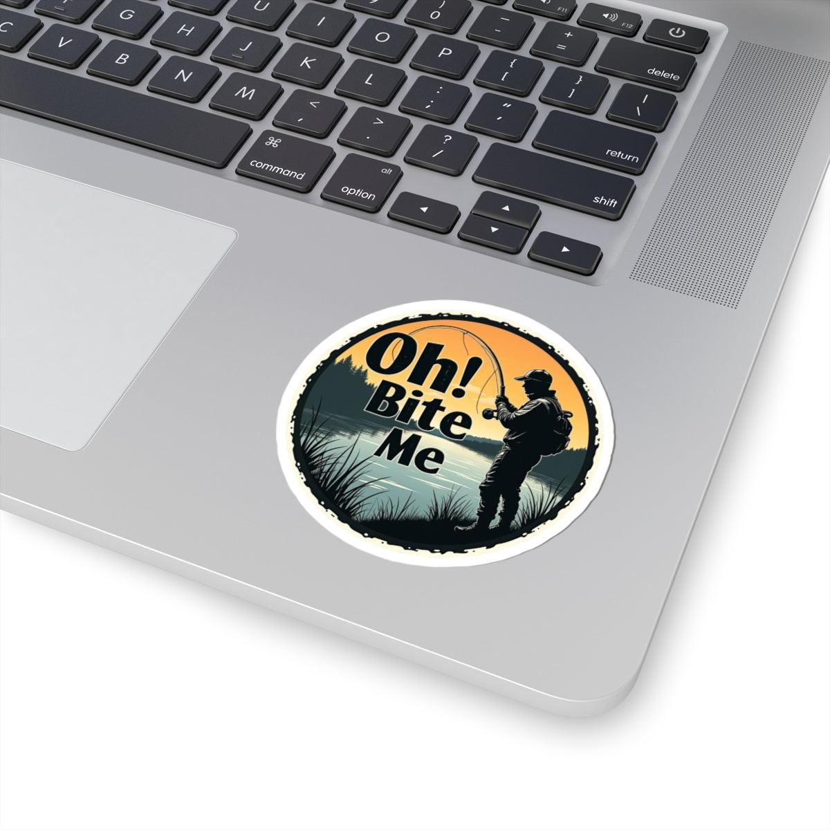 Oh Bite Me Fishing Sticker - Durable Vinyl Decal 4 Sizes - Even Keel LLC