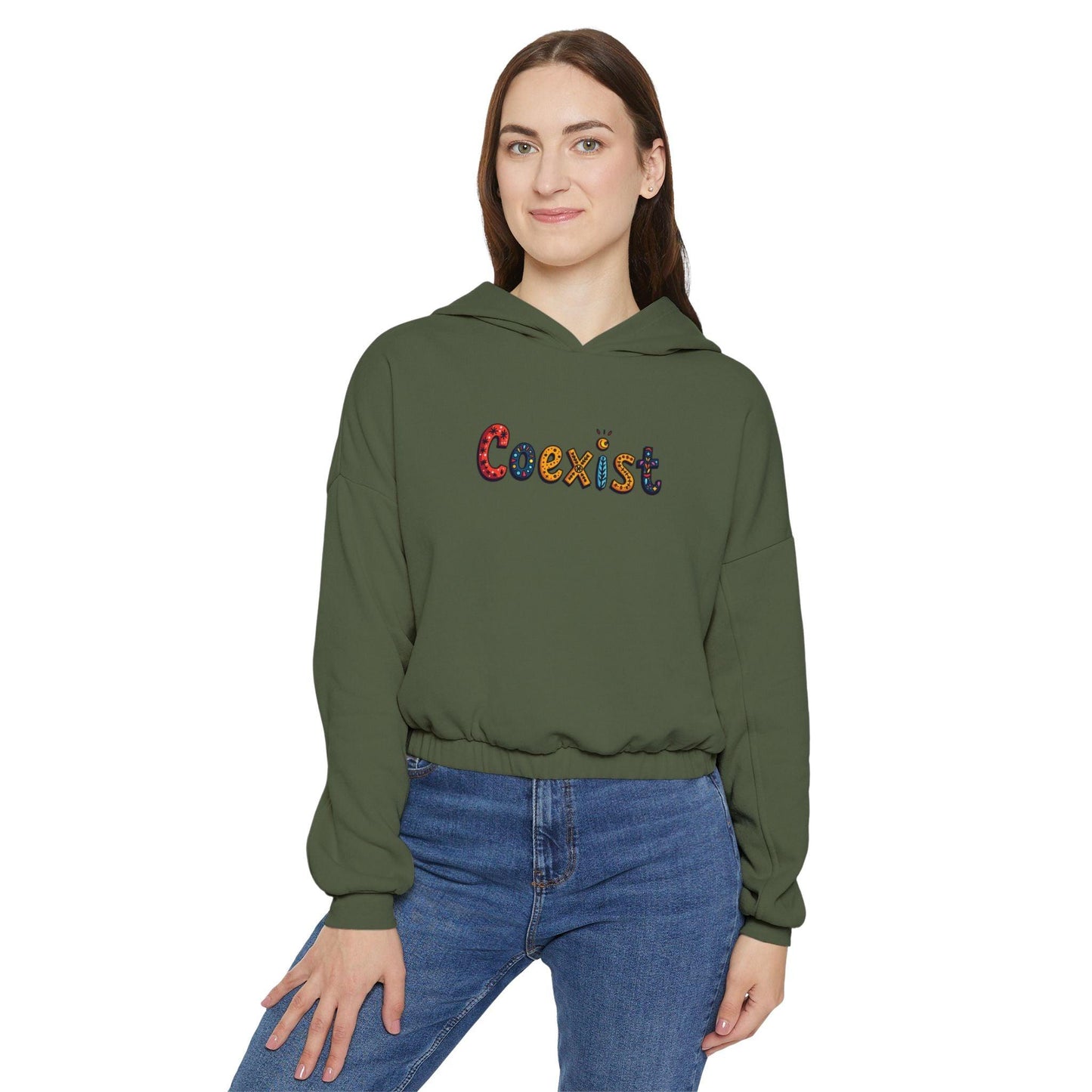 Coexist Women's Cinched Bottom Hoodie for Cozy Comfort - Even Keel LLC