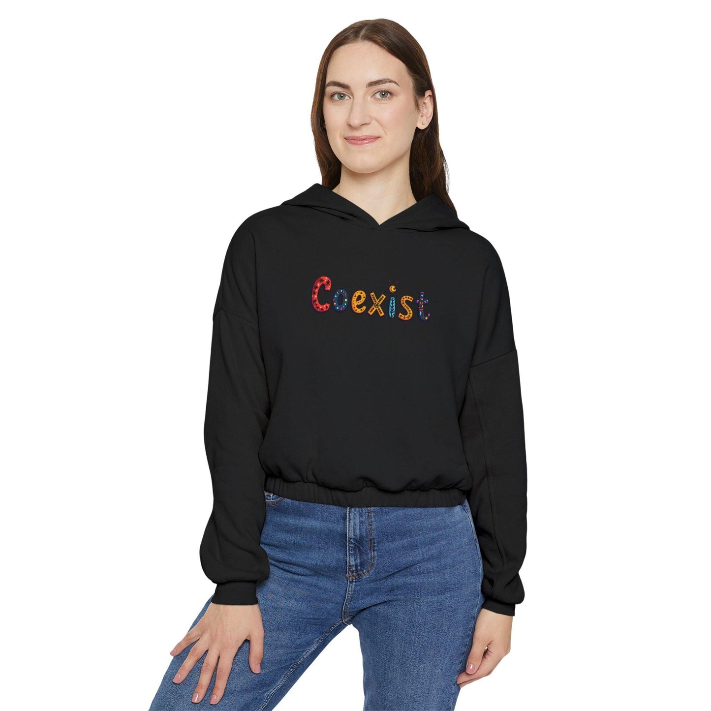 Coexist Women's Cinched Bottom Hoodie for Cozy Comfort - Even Keel LLC