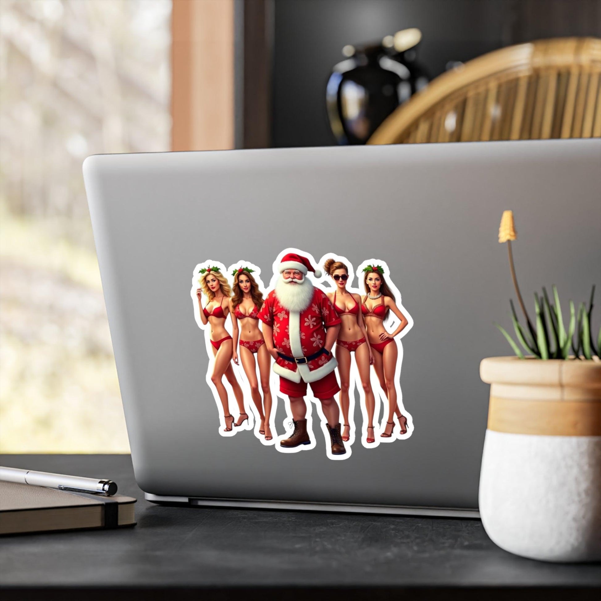 Santa And His Elves Decal For Holiday Decor - Even Keel LLC