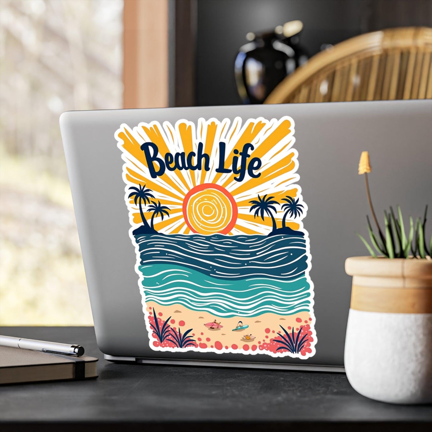 Beach Life Decal Sticker for Laptops and Water Bottles - Even Keel LLC