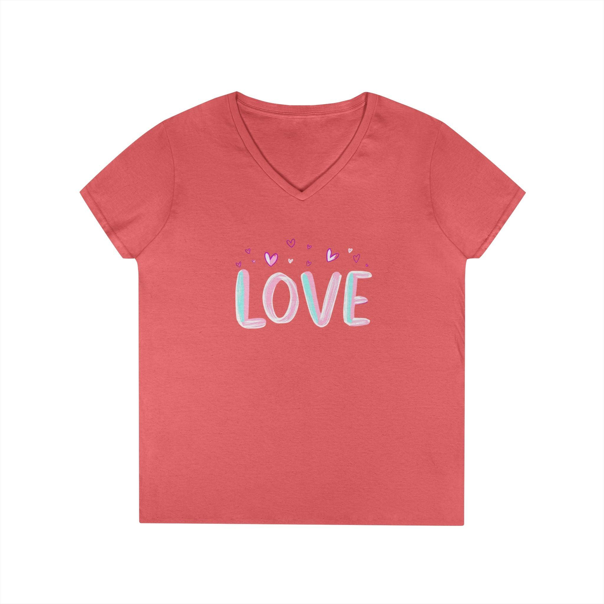 V-Neck T-Shirt LOVE Design - Women's Casual Love Tee - Even Keel LLC