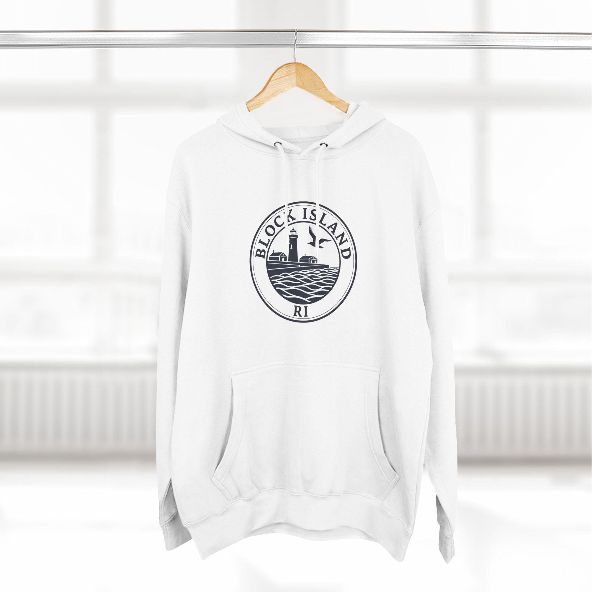 Fleece Hoodie - Block Island Rhode Island North Light Unisex - Even Keel LLC