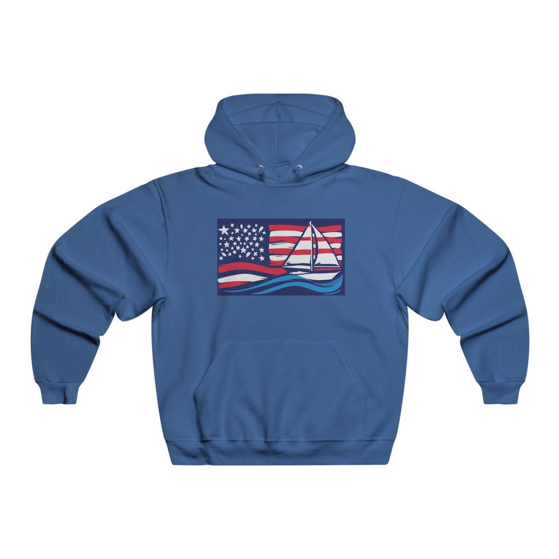 Hooded Sweatshirt United By The Sea American Flag Sailboat - Even Keel LLC