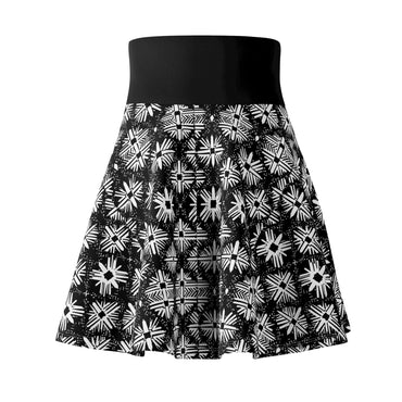 Stylish Women's Skater Skirt with Black and White Floral Print - Even Keel LLC