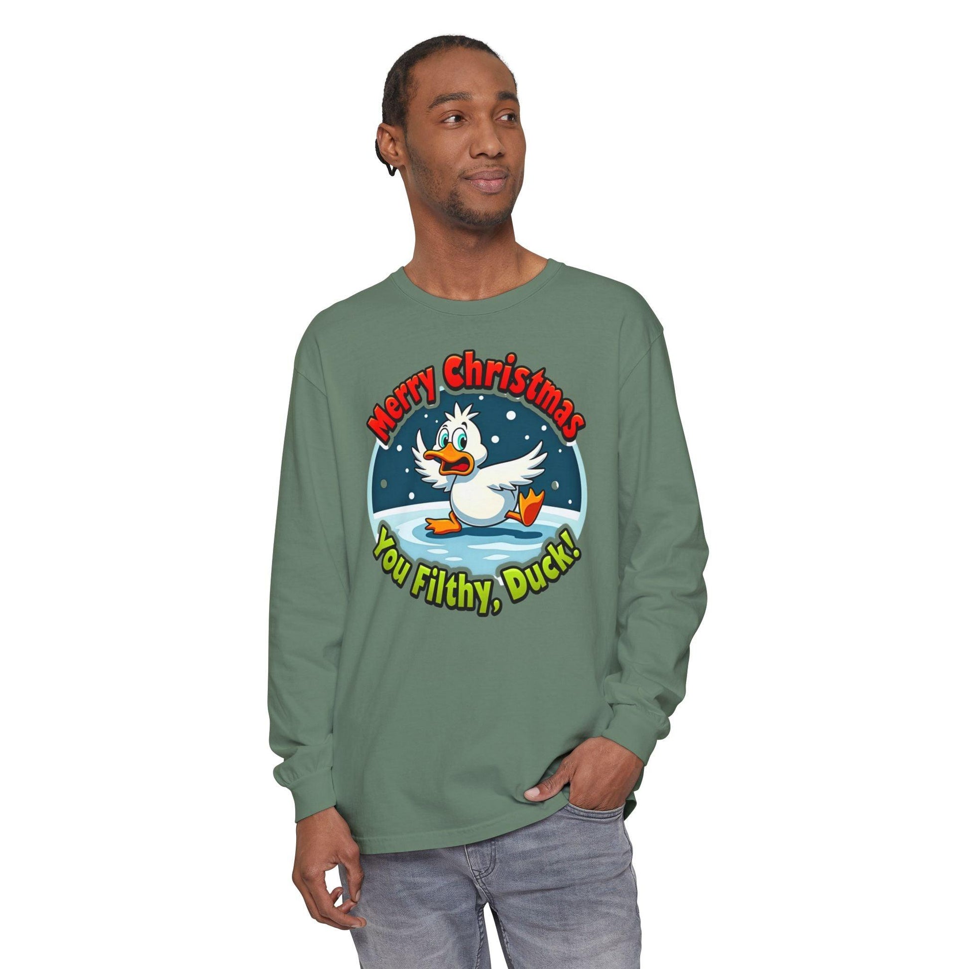 Christmas Filthy Duck Long Sleeve T-Shirt For Holiday Fun - Even Keel LLC