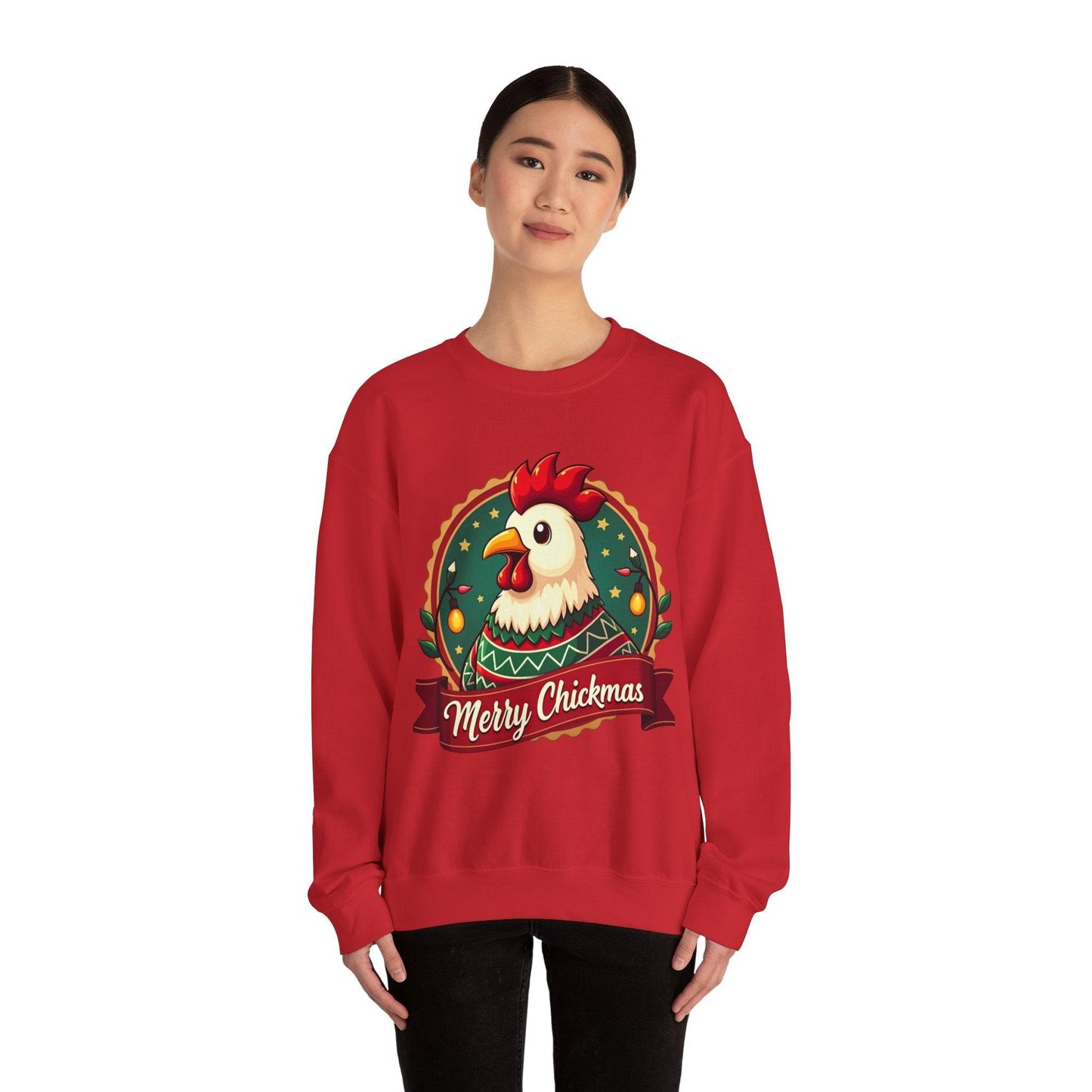 Merry Chickmas Crewneck Sweatshirt - Ugly Christmas Sweater - Even Keel LLC